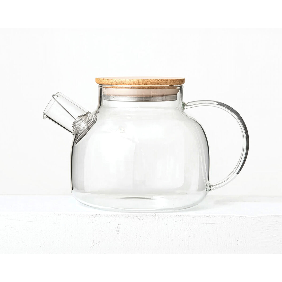 Teapot La Mediterrnea Brown Transparent Bamboo Borosilicate Glass 1 L (12 Units)