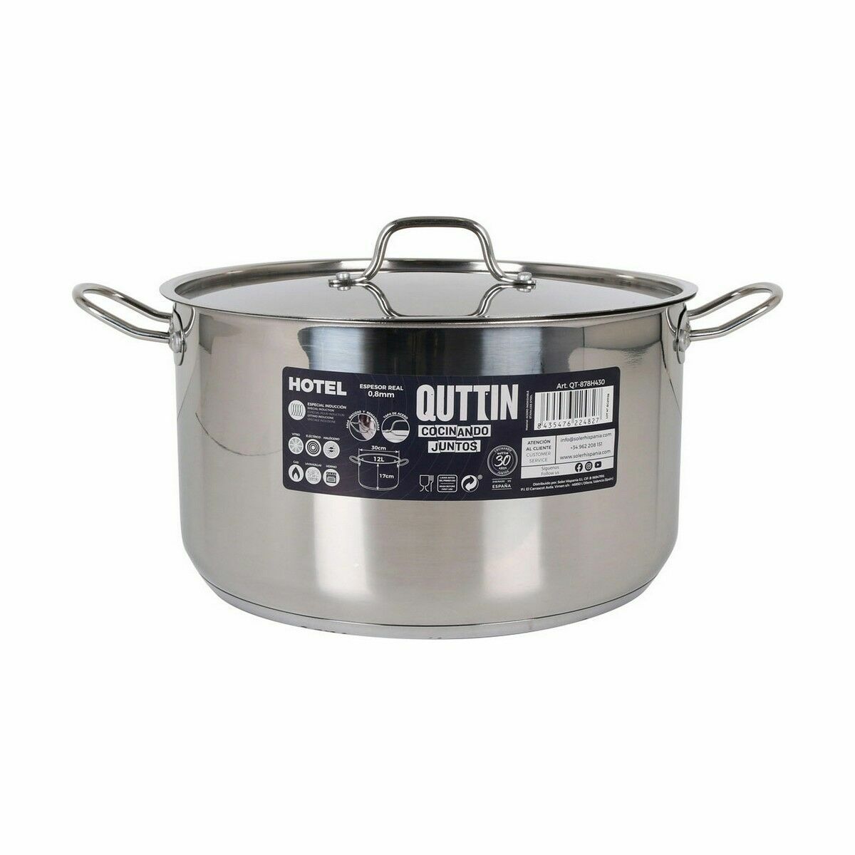 Casserole with Lid Quttin Hotel Steel ø 30 x 17 cm (2 Units)