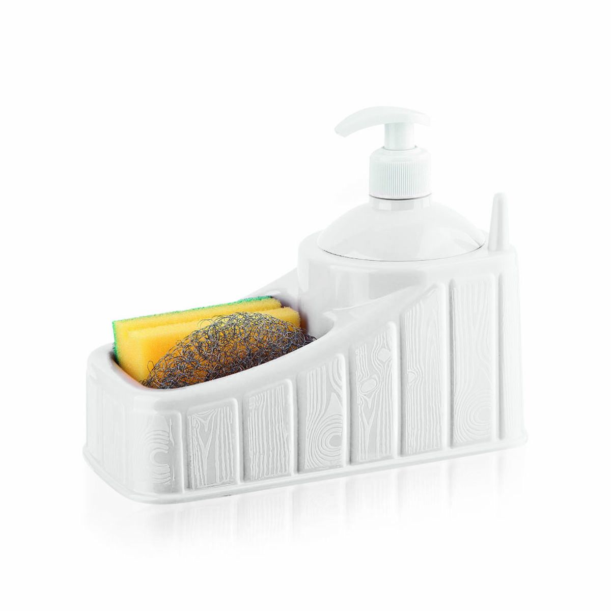 2-in-1 Soap Dispenser for the Kitchen Sink Privilege Plastic 20 x 17 x 10 cm White (24 Units)