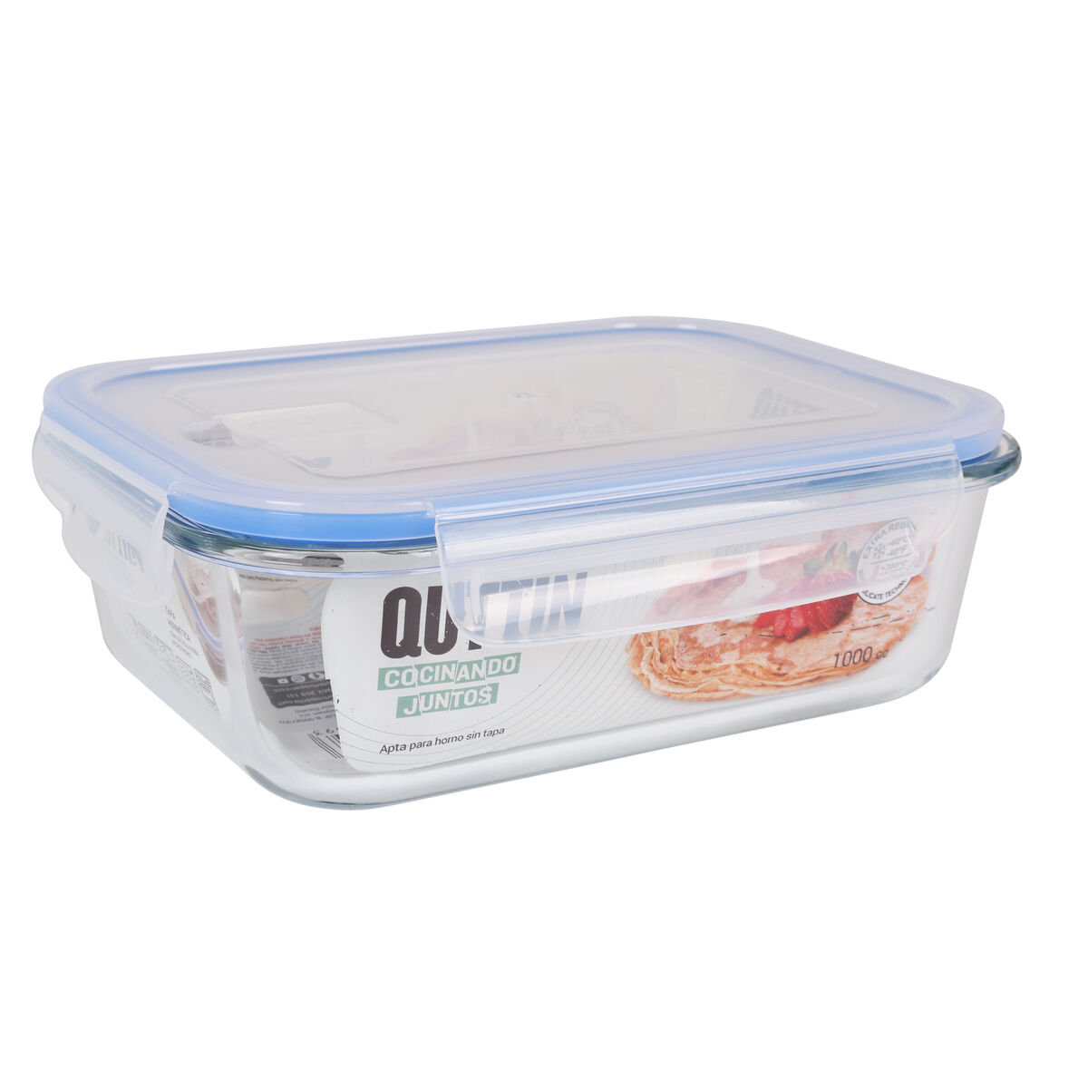 Hermetic Lunch Box Quttin Transparent Rectangular 1L (6 Units)