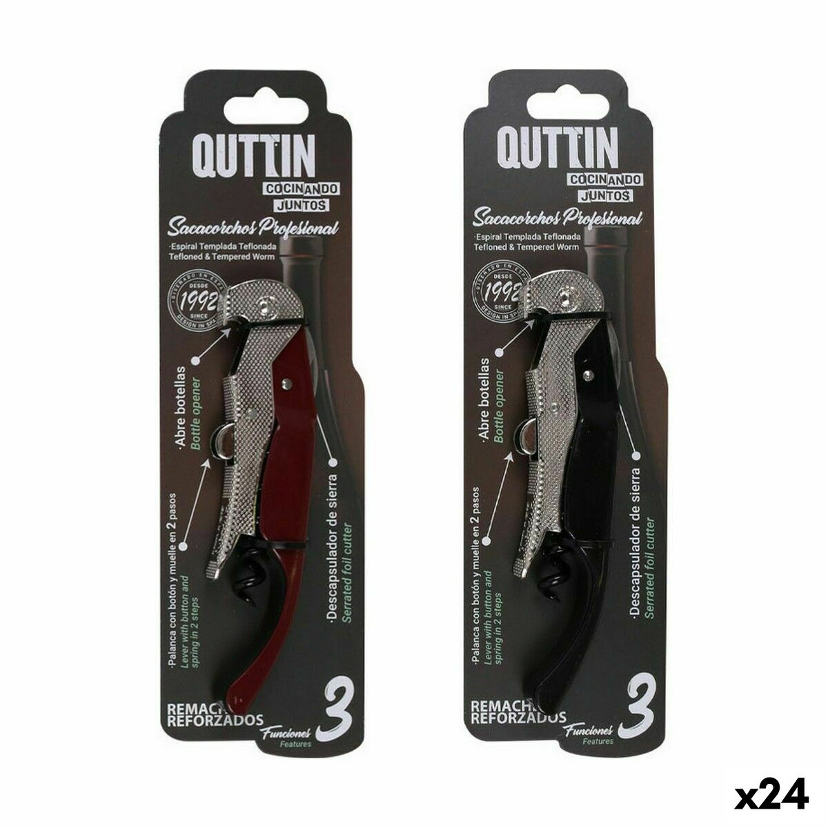 Waiter’s friend bottle opener Quttin 12,5 x 3 cm (24 Units)