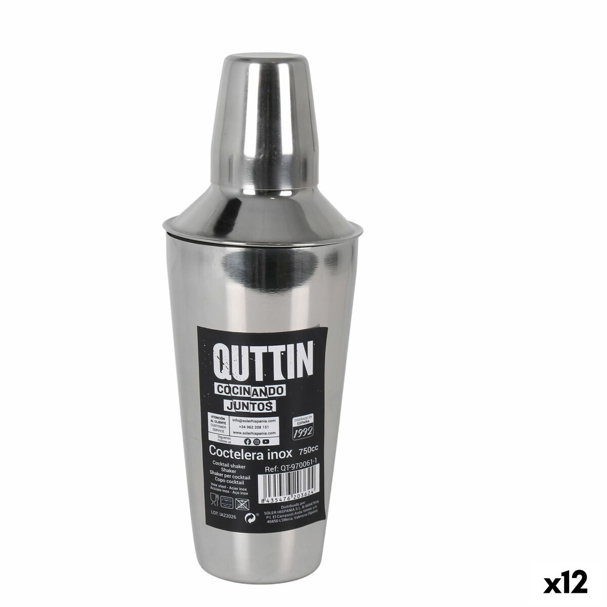 Cocktail Maker Quttin Stainless steel 750 ml Ã¸ 9,2 x 25,6 cm (12 Units)