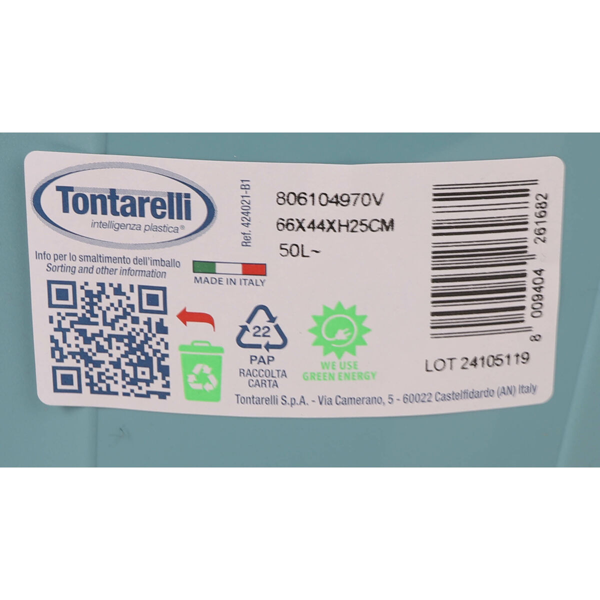 Laundry Basket Tontarelli Hipster Blue 50 L 66 x 44 x 25 cm (6 Units)