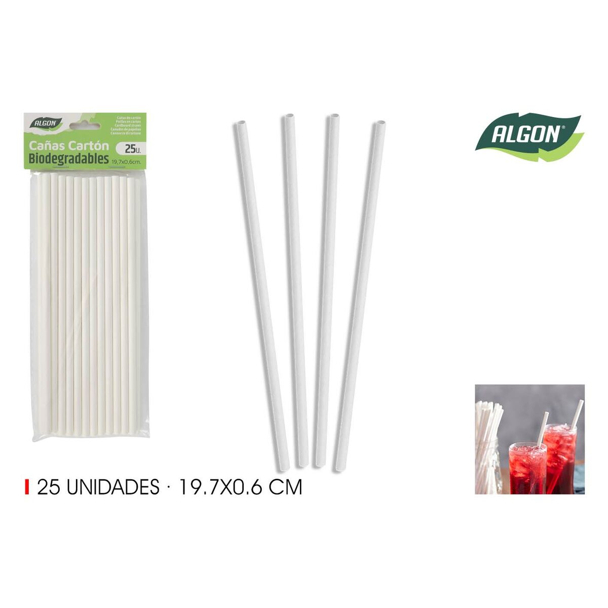 Reusable Drinking Straw Algon 19,7 x 0,6 cm 25 Pieces 24 Units
