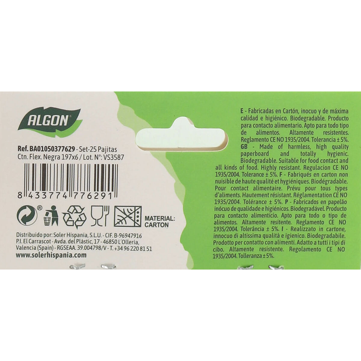 Reusable Drinking Straw Algon Black 19,7 x 0,6 cm 25 Pieces 24 Units