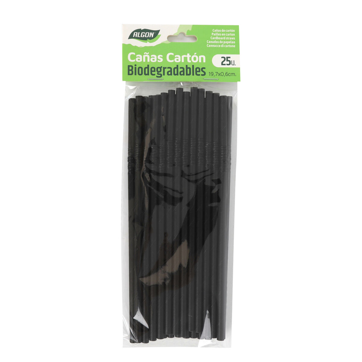 Reusable Drinking Straw Algon Black 19,7 x 0,6 cm 25 Pieces 24 Units