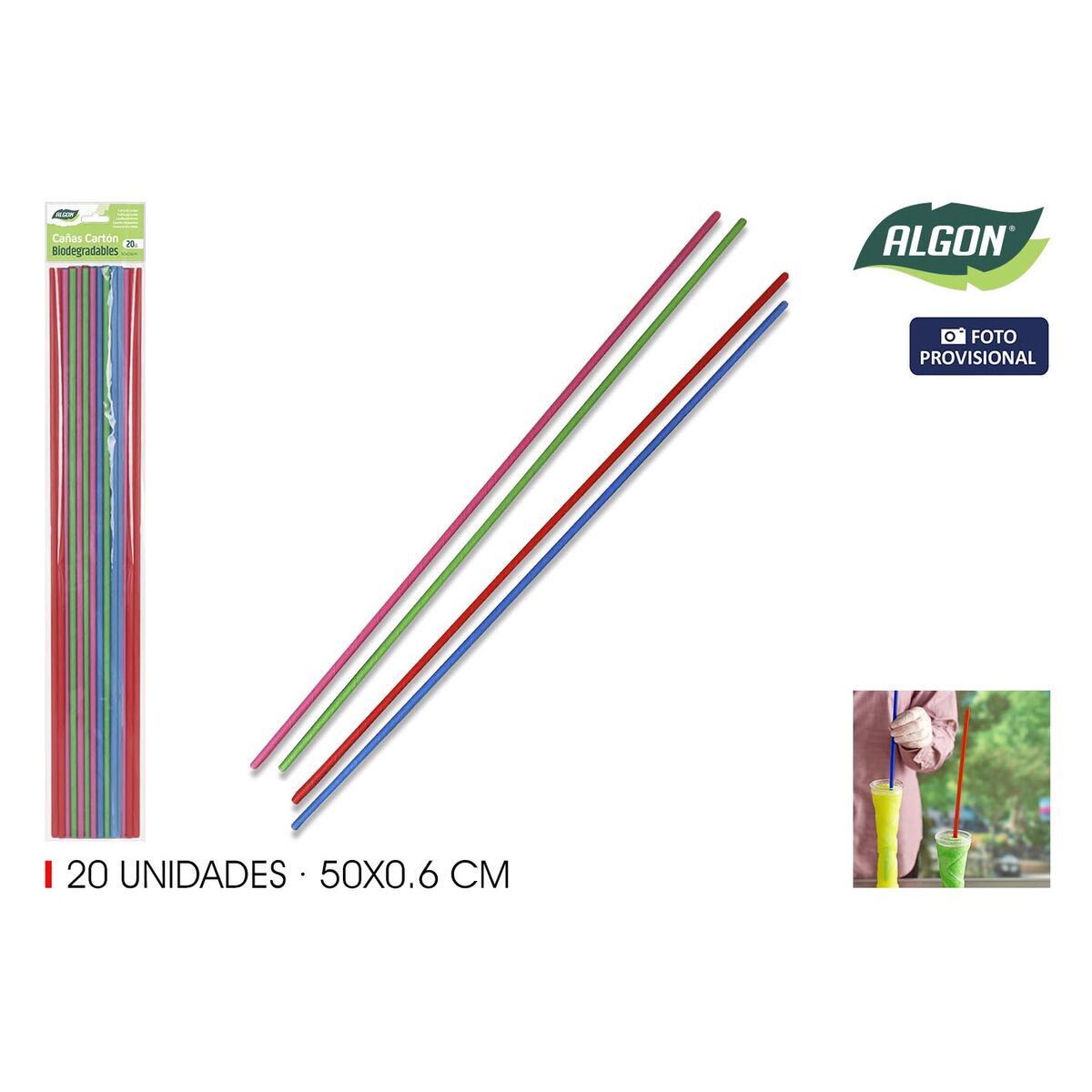 Reusable Drinking Straw Algon 50 x 0,6 cm 20 Pieces 24 Units