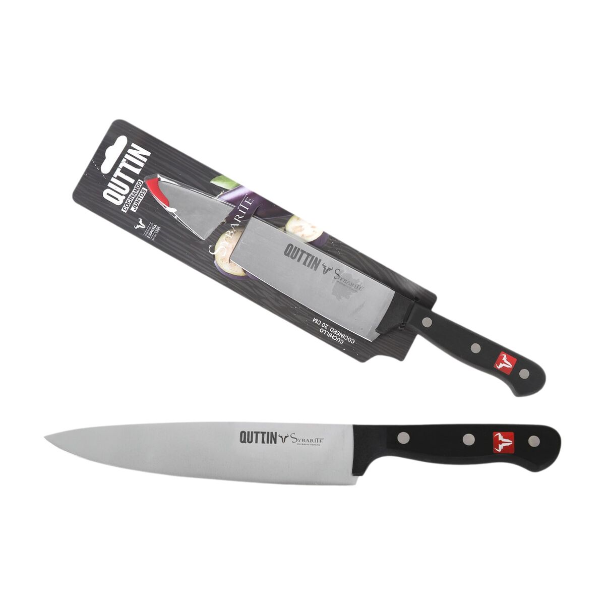 Kitchen Knife Quttin SYBARITE Black Silver 20 cm (8 Units)
