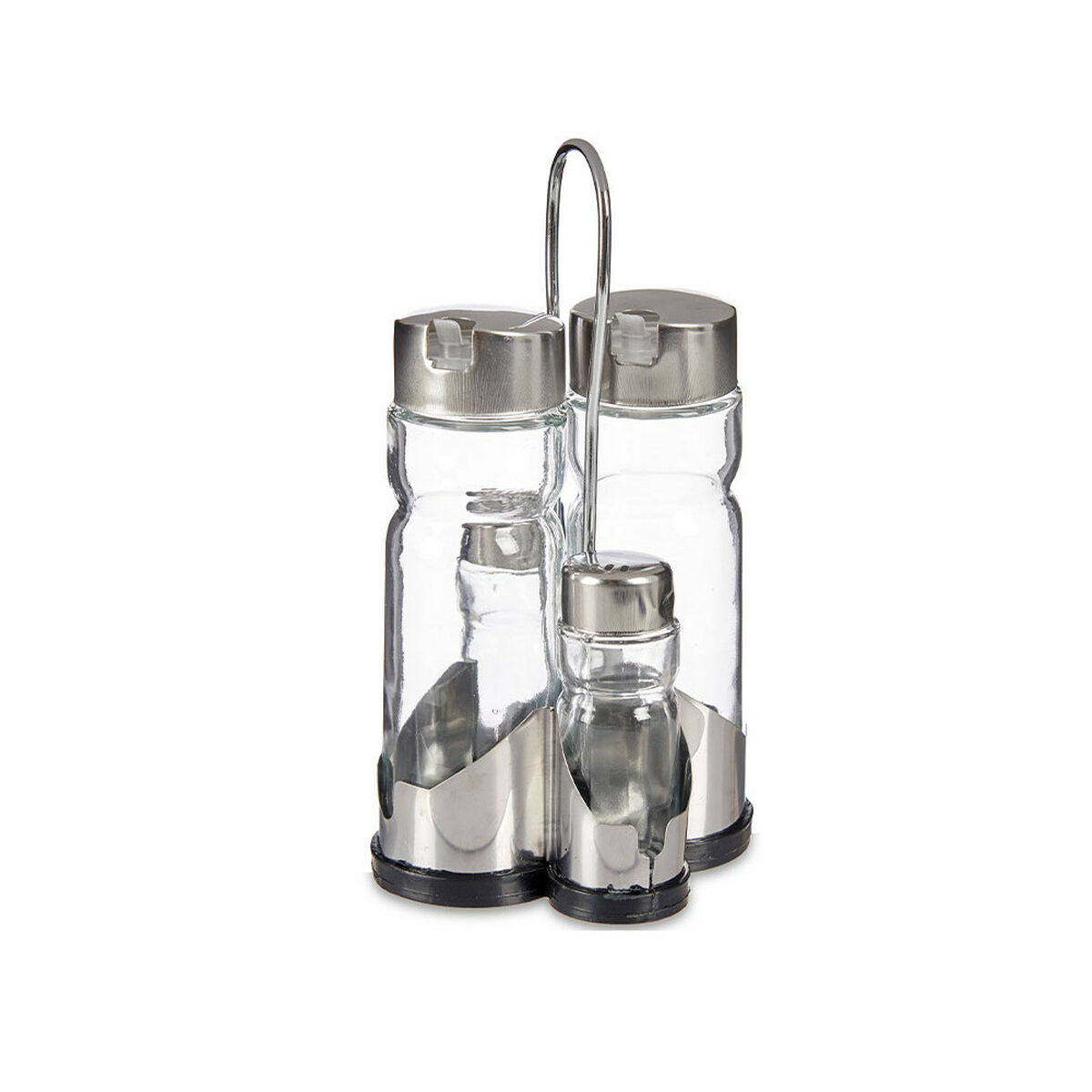 Condiment Set Anna Transparent Silver 10 x 10 x 21 cm (12 Units)