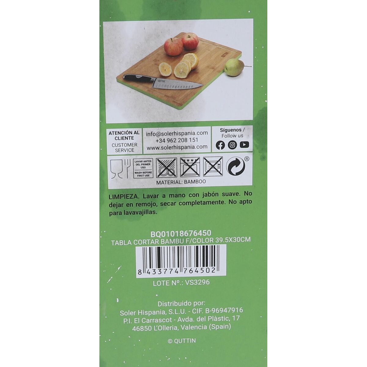 Cutting board Quttin 39,5 x 30 x 1,5 cm (6 Units)