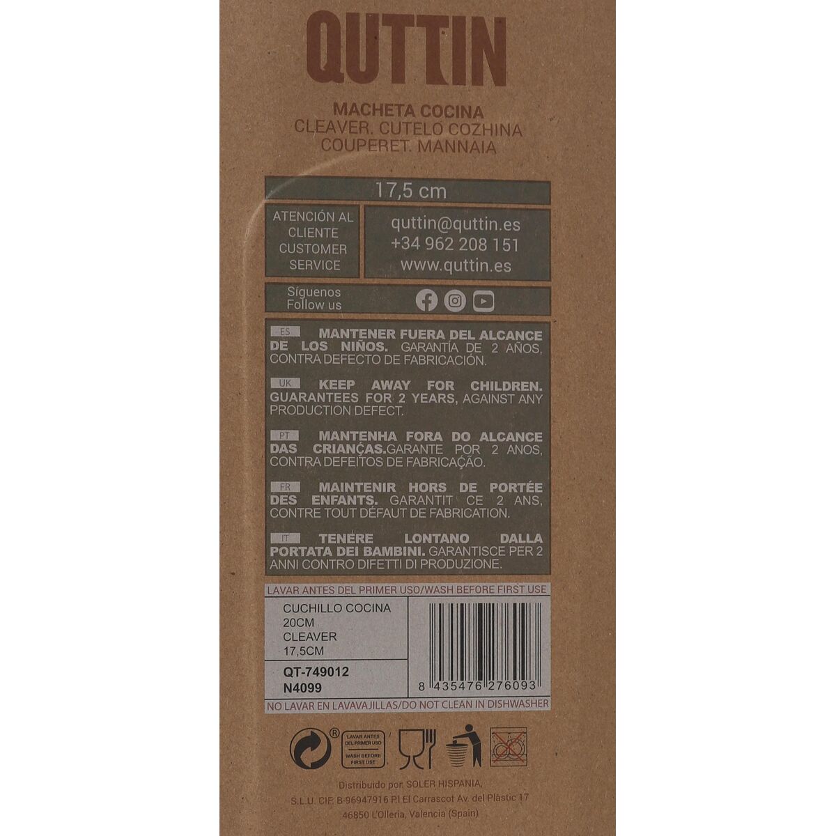 Kitchen Knife Quttin Terra 17,5 cm (8 Units)