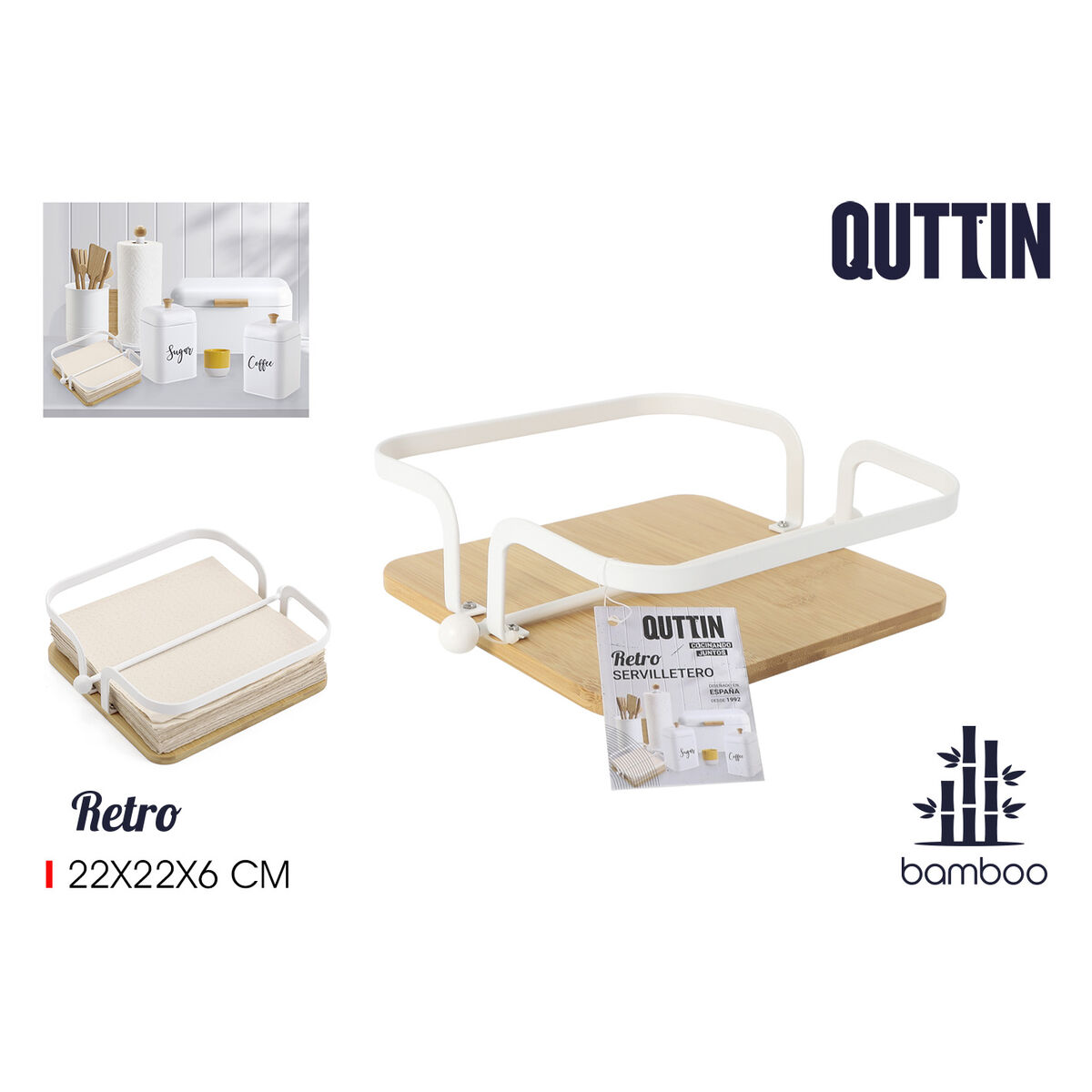 Napkin holder Quttin Metal 22 x 22 x 6 cm (6 Units)