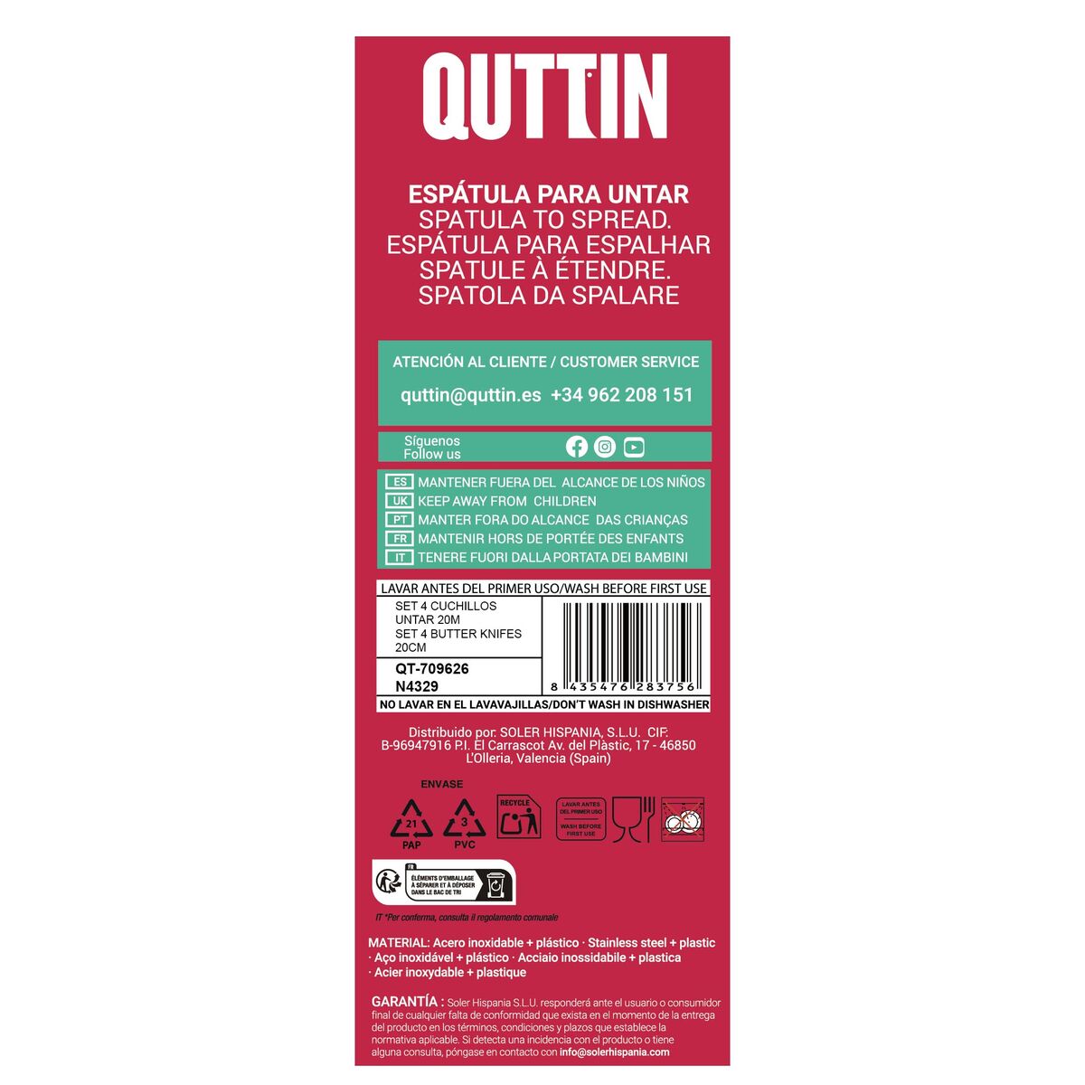 Kitchen Knife Quttin Basic 8 cm 4 Pieces (18 Units)