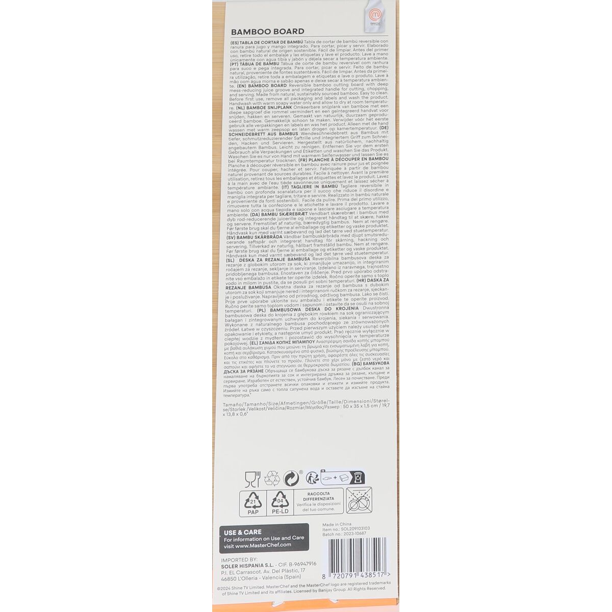 Cutting board MasterChef 50 x 35 cm (6 Units)