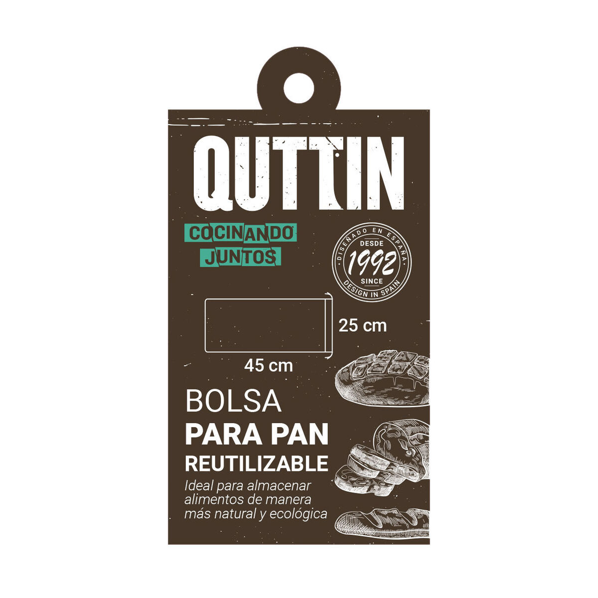 Reusable Food Bag Quttin Bread 25 x 45 cm (24 Units)