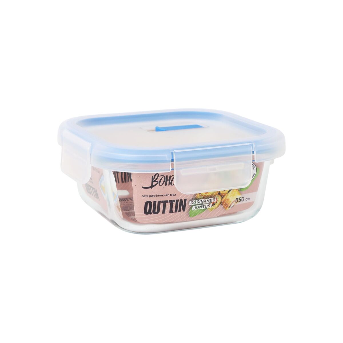 Hermetic Lunch Box Quttin Boho Transparent 550 ml (12 Units)