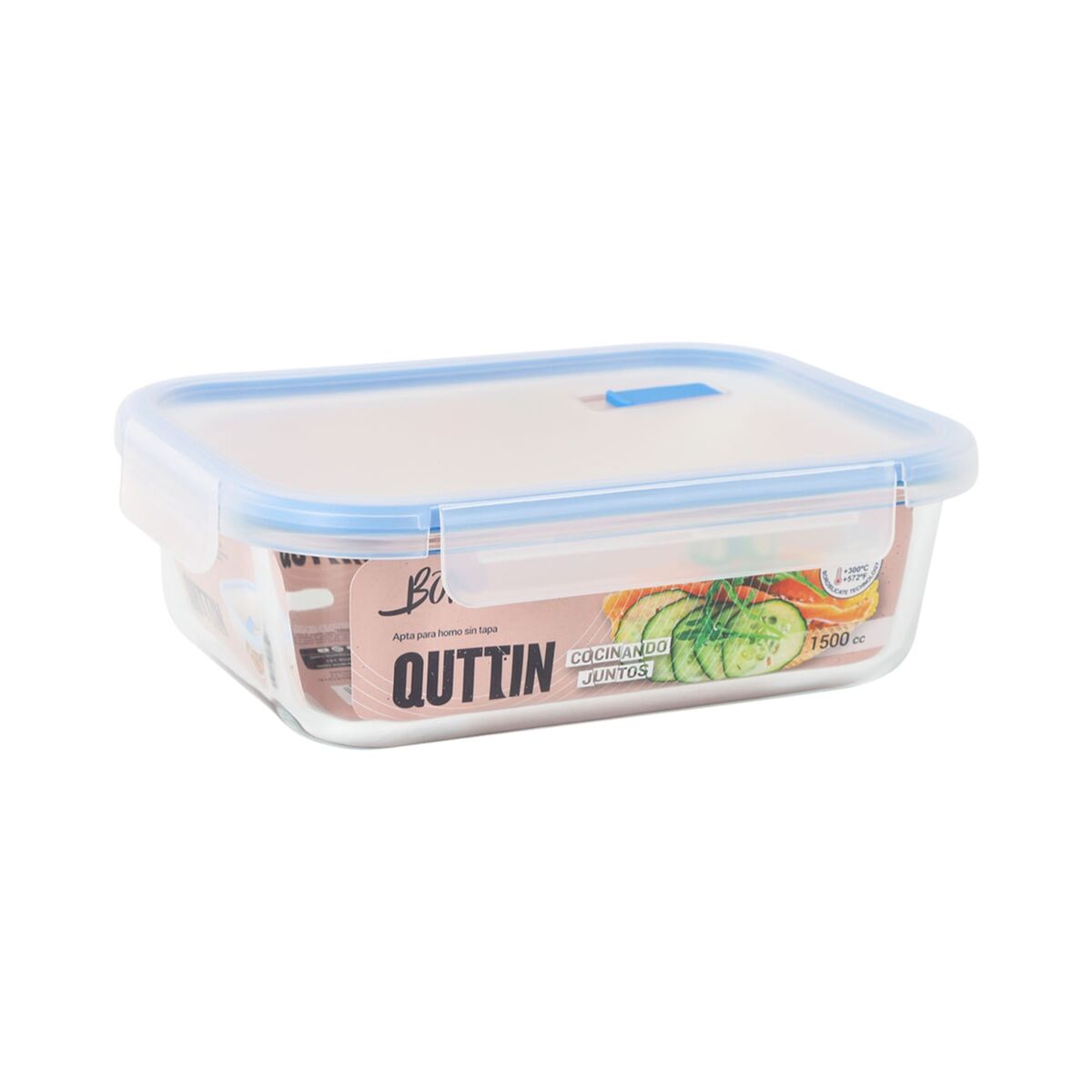 Hermetic Lunch Box Quttin Boho Transparent Rectangular 1,5 L (6 Units)