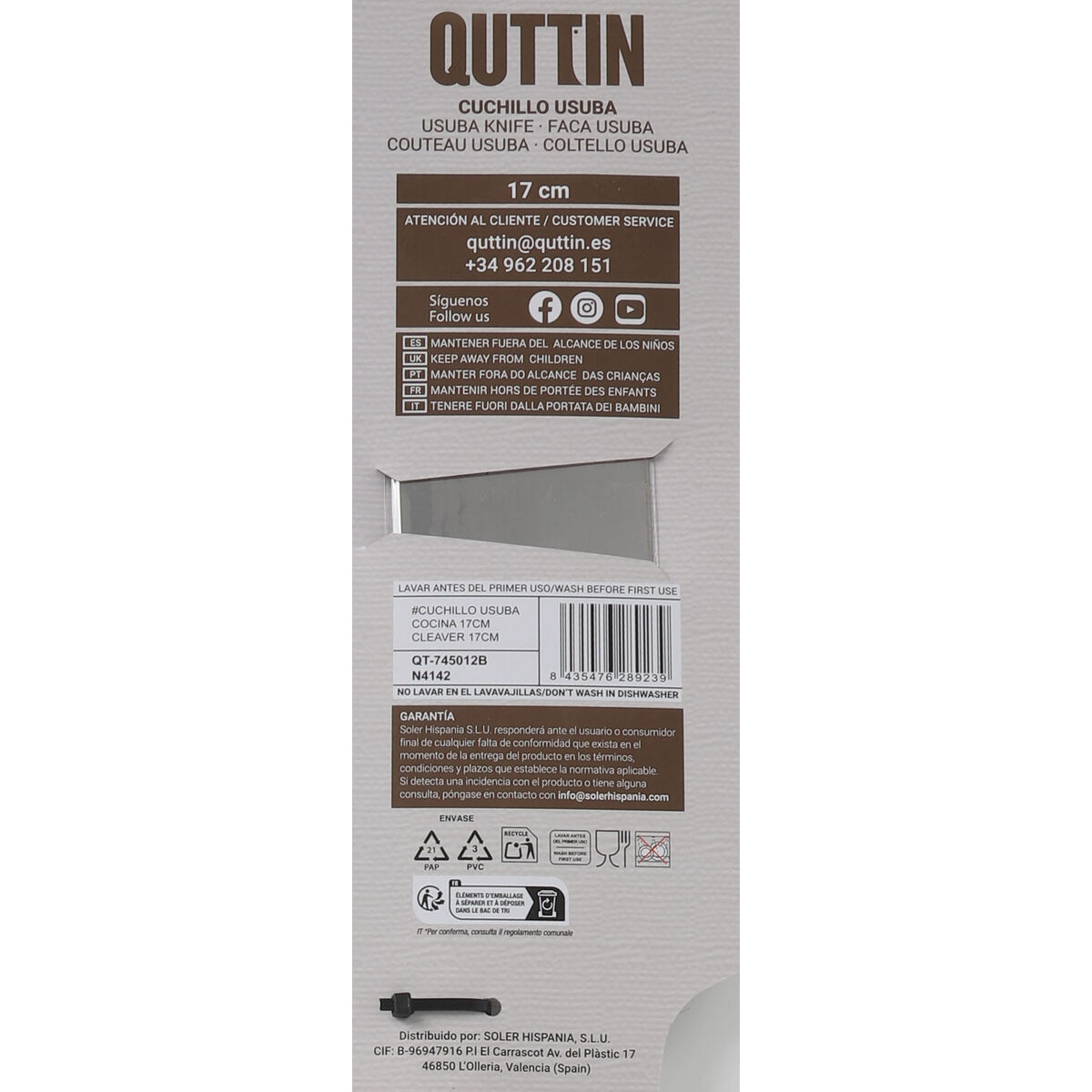 Kitchen Knife Quttin Takamura Brown Silver 17 cm (6 Units)
