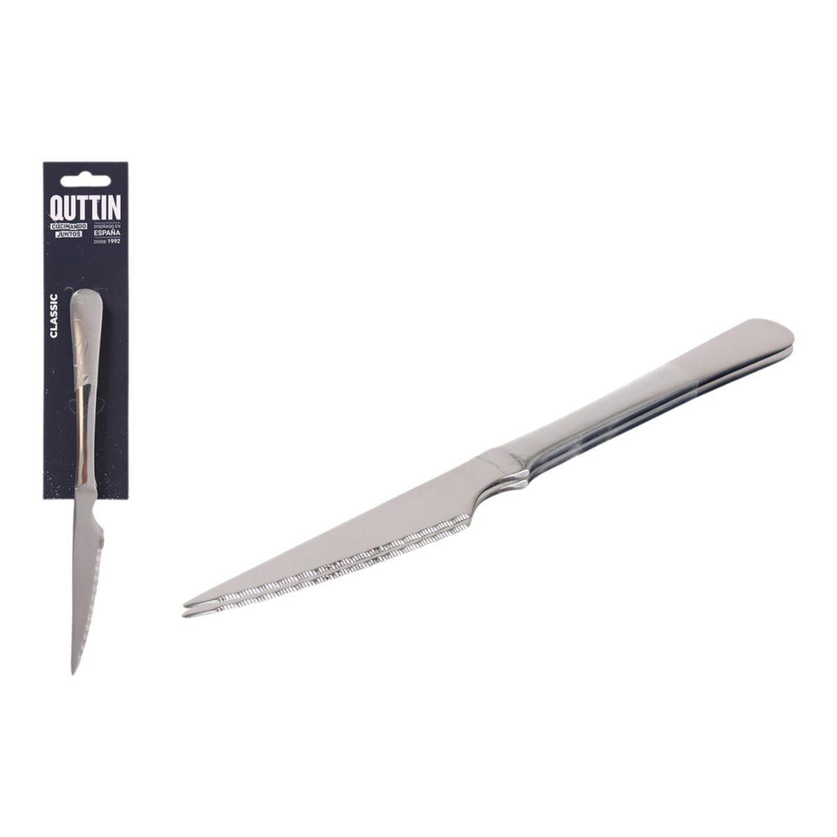 Meat Knife Set Quttin Classic Silver Stainless steel 21,5 x 1,9 cm 2 Pieces (12 Units)