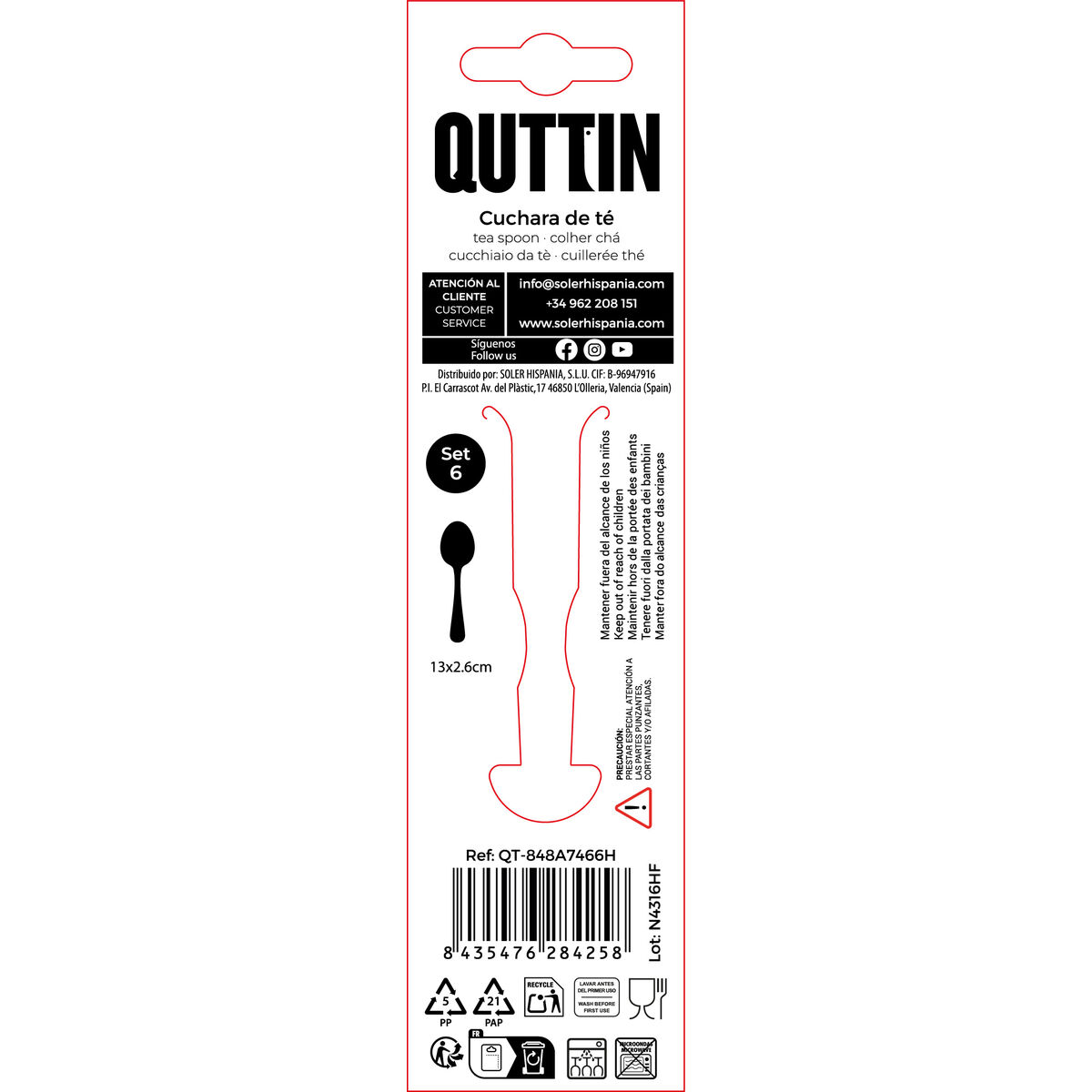 Dessert spoon Quttin Antartica 6 Pieces (12 Units)