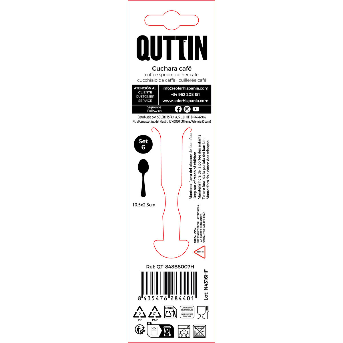 Dessert spoon Quttin Classic 6 Pieces (12 Units)