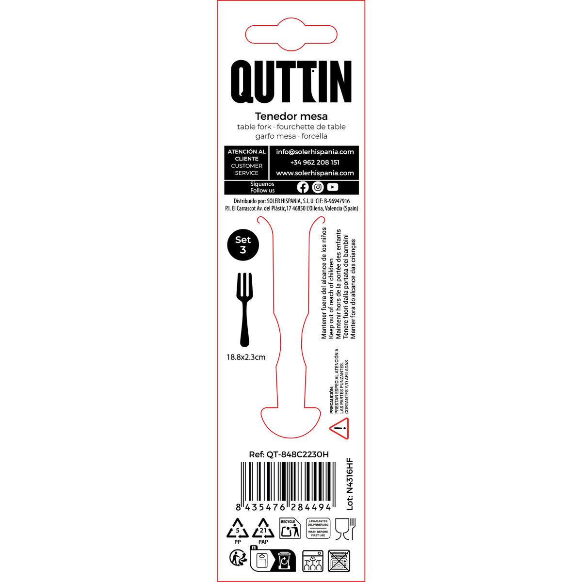 Fork Quttin Madrid 3 Pieces (12 Units)