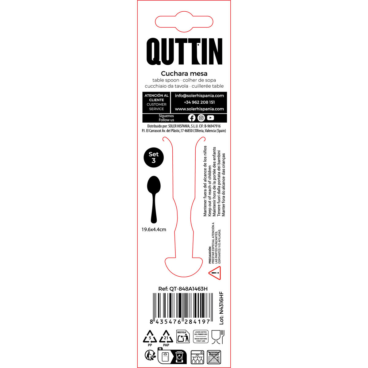 Dessert spoon Quttin Antartica 3 Pieces (12 Units)