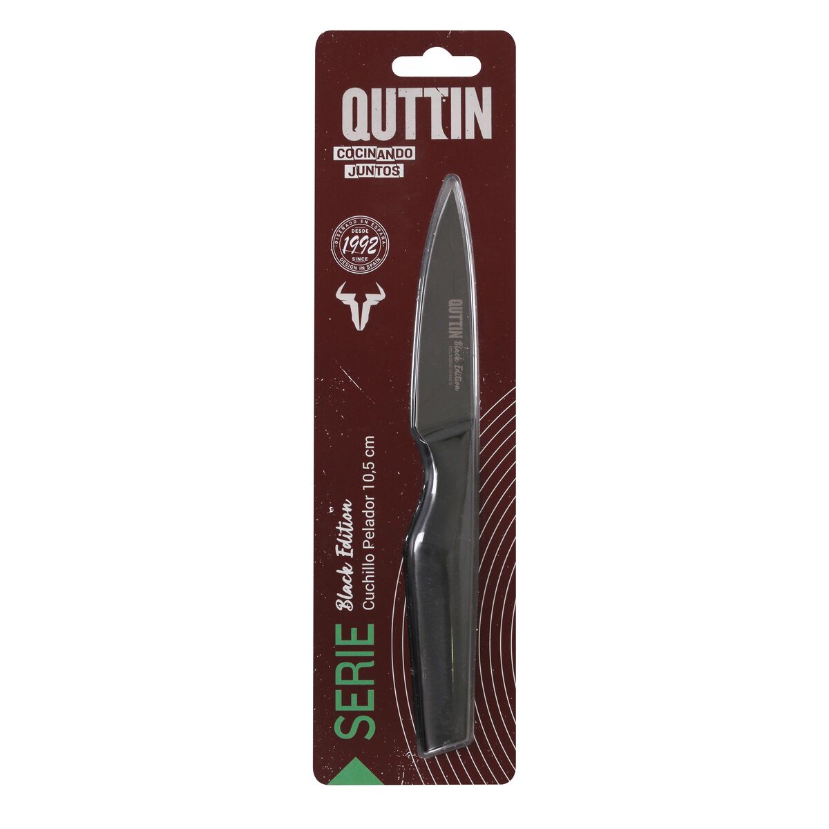 Peeler Knife Quttin Black Stainless steel 9 cm (12 Units)