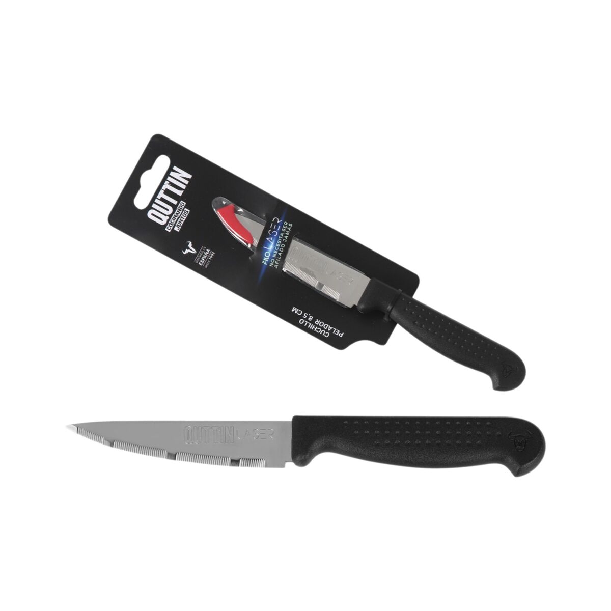 Peeler Knife Quttin Laser Black Silver Stainless steel 8,5 cm (36 Units)
