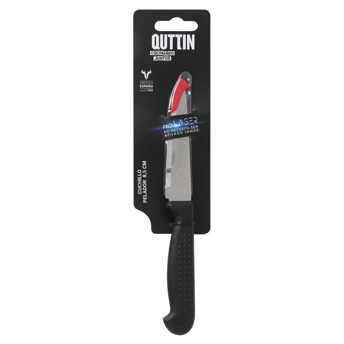 Peeler Knife Quttin Laser Black Silver Stainless steel 8,5 cm (36 Units)