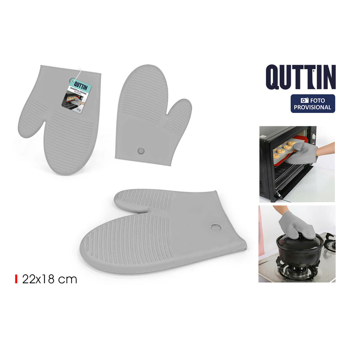 Oven Mitt Quttin Silicone 22 x 18 cm (24 Units)