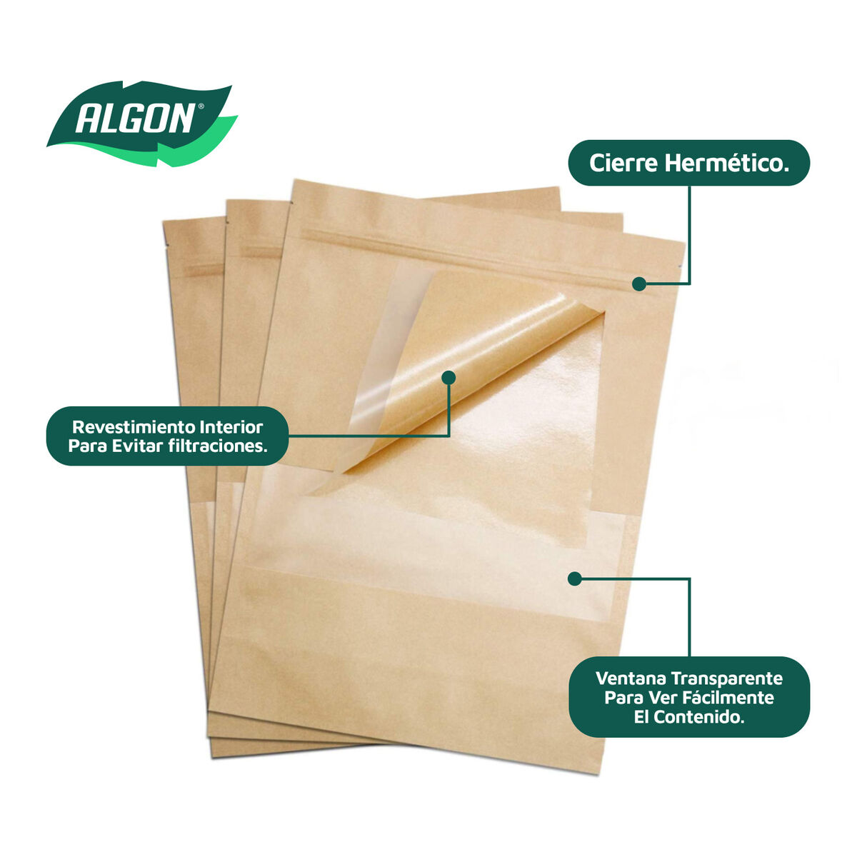 Reusable Food Bag Algon Kraft 17 x 24 x 4 cm 15 Pieces (12 Units)