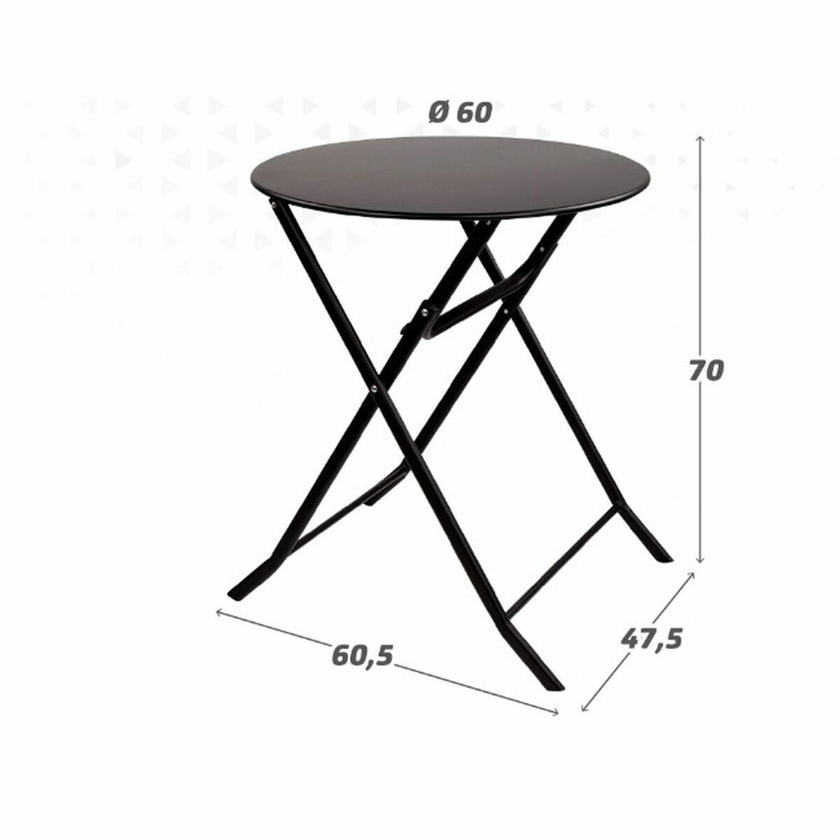 Folding Table Aktive Circular Black Steel 60 x 70 cm