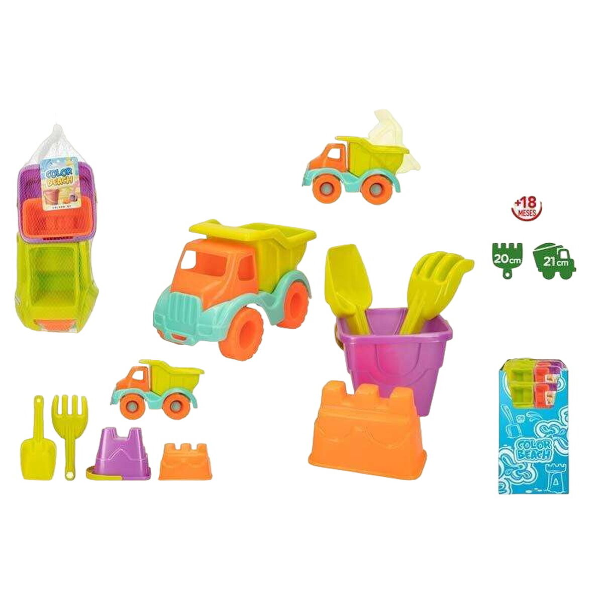 Beach toys set Colorbaby Tipper Truck 21 cm 5 Pieces