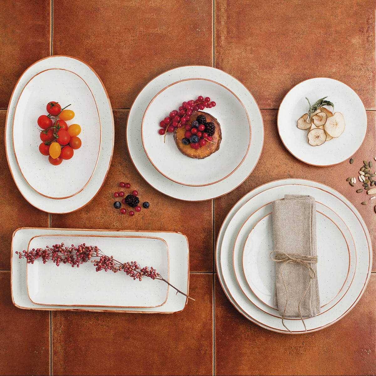 Flat plate Ariane Terra Ceramic Beige ( 27 cm) (6 Units)