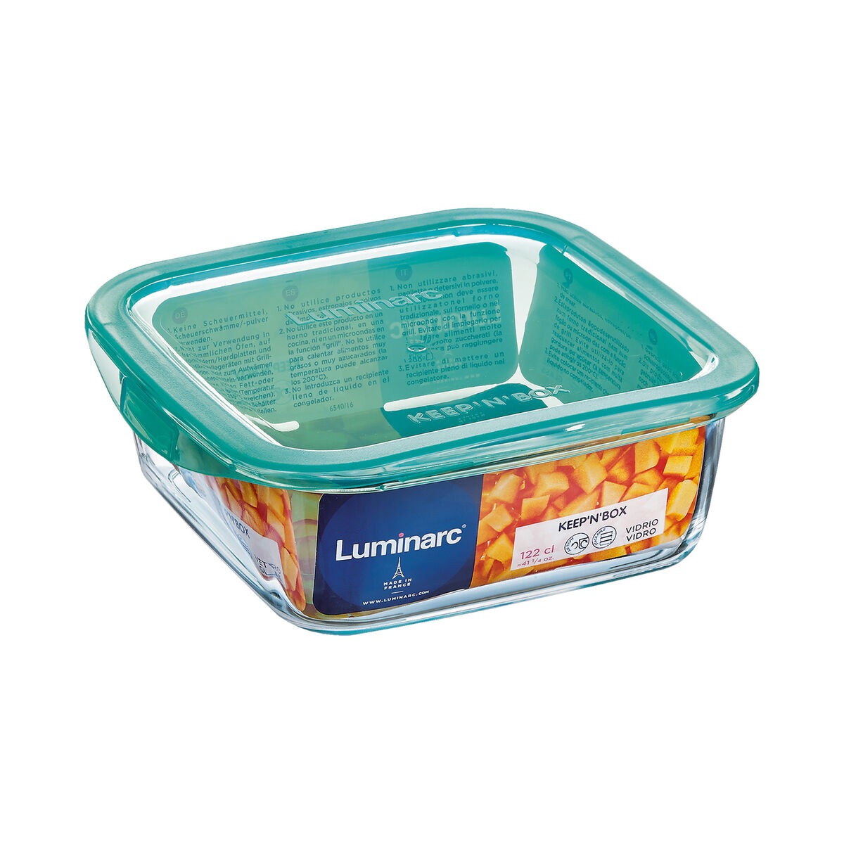 Square Lunch Box with Lid Luminarc Keep’n Lagon 760 ml 13 x 6 cm Turquoise Glass (6 Units)