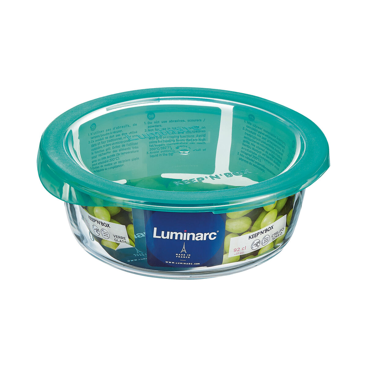 Round Lunch Box with Lid Luminarc Keep’n Lagon 920 ml 15,6 x 6,6 cm Turquoise Glass (6 Units)