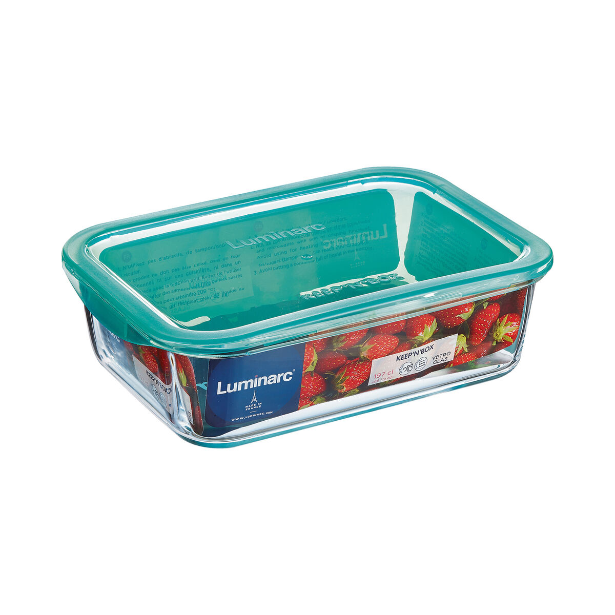 Rectangular Lunchbox with Lid Luminarc Keep’n Lagon 16 x 11,3 x 6 cm Turquoise 820 ml Glass (6 Units)