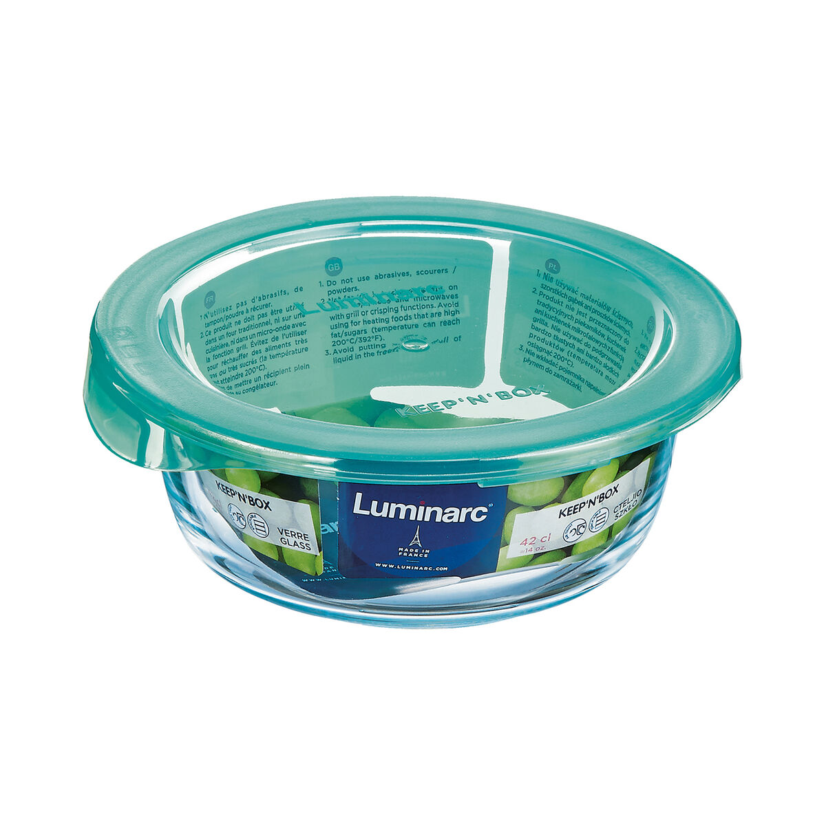 Round Lunch Box with Lid Luminarc Keep’n Lagon Turquoise 420 ml 11,5 x 5,4 cm Glass (6 Units)