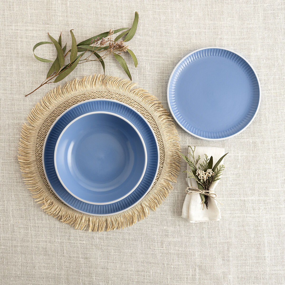 Dessert dish Bidasoa Moana Blue Ceramic  21,5 cm (12 Units)