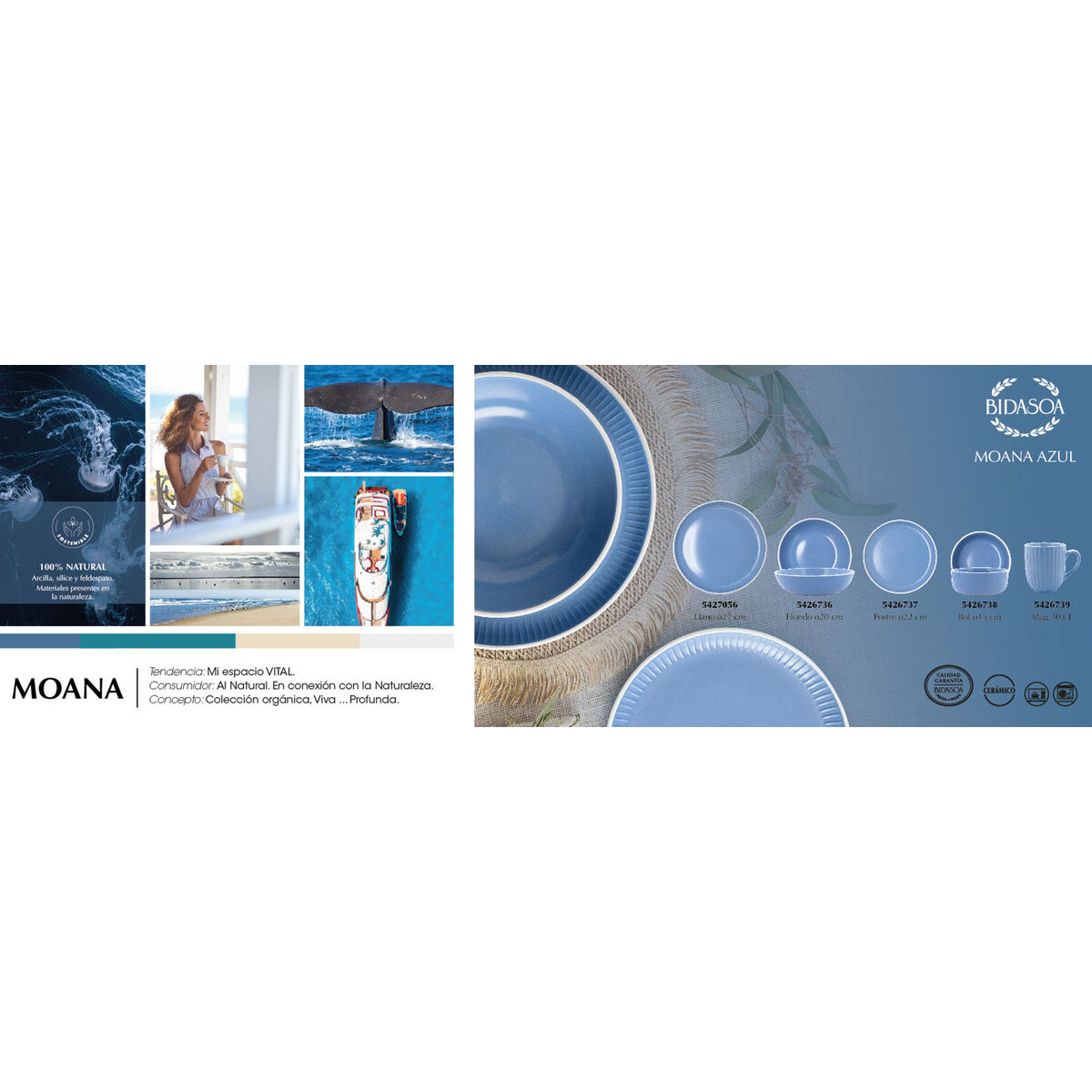 Dessert dish Bidasoa Moana Blue Ceramic  21,5 cm (12 Units)