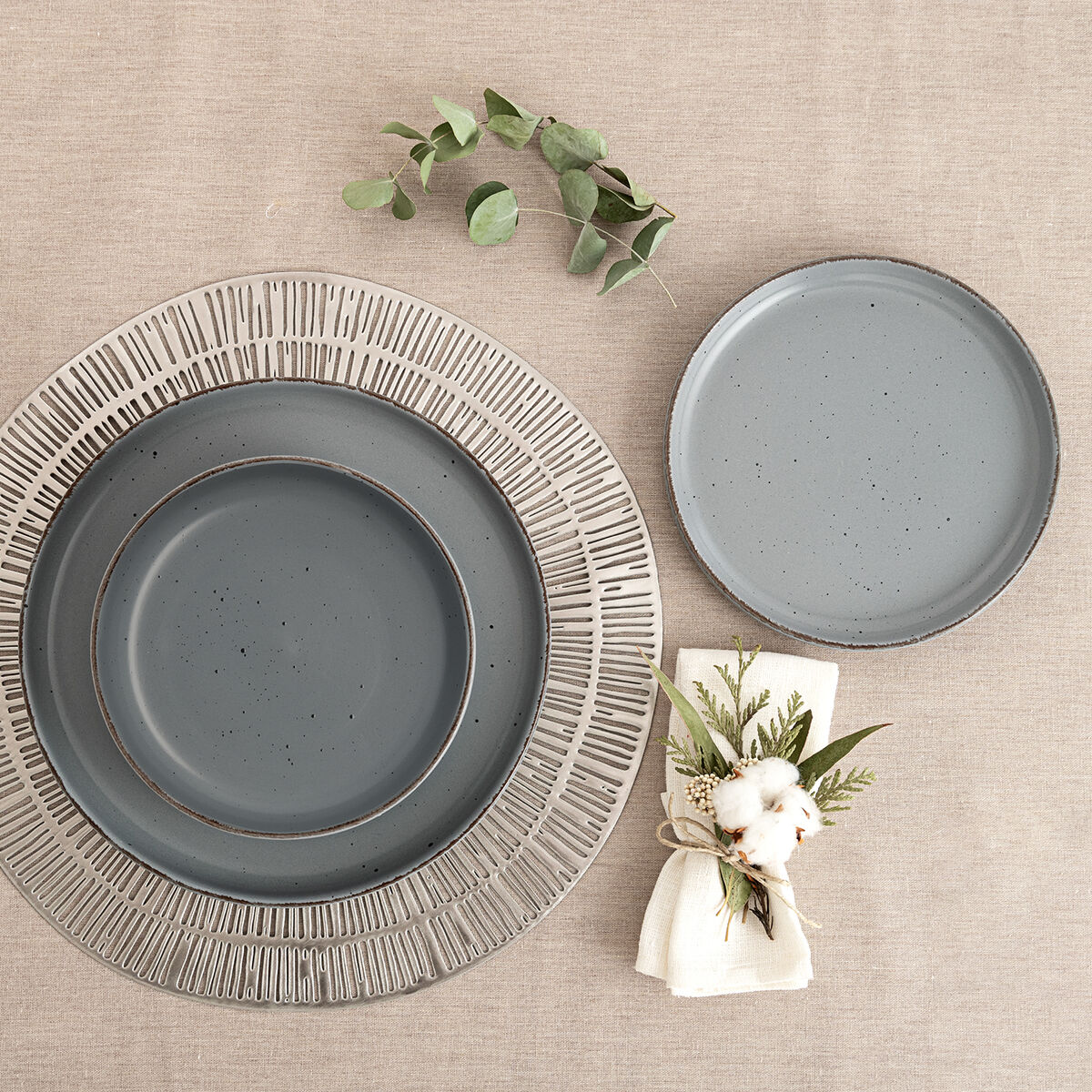 Flat Plate Quid Duna Grey Ceramic 26,5 x 2,8 cm (12 Units)