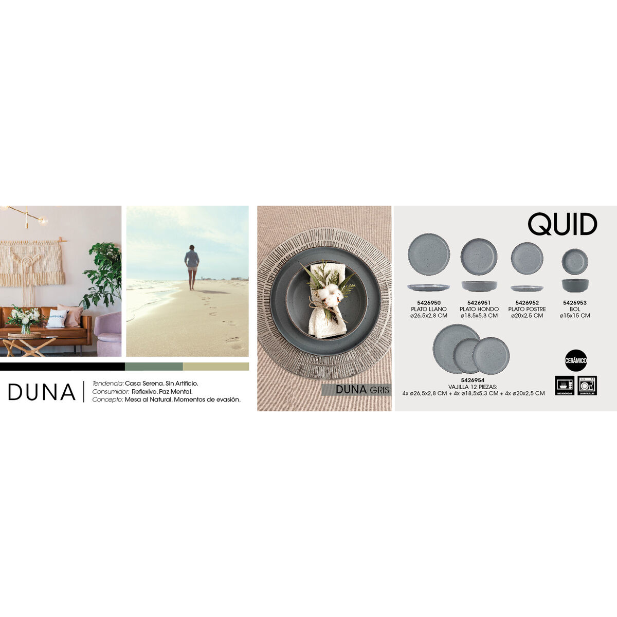 Deep Plate Quid Duna Grey Ceramic 18,5 x 5,3 cm (12 Units)