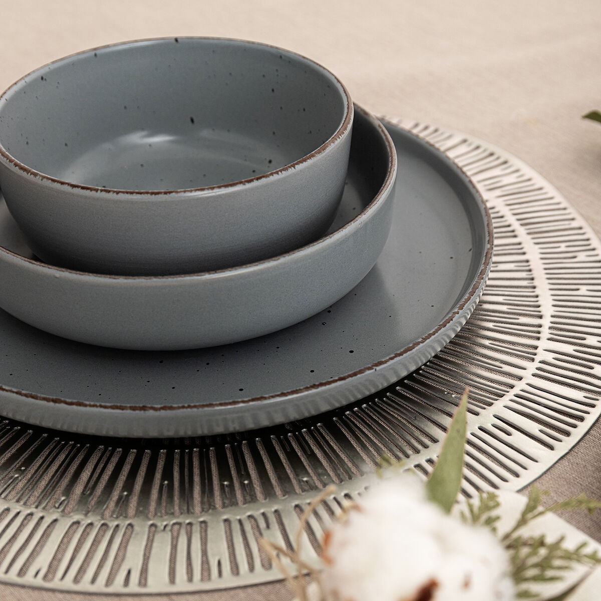 Snack Bowl Quid Duna Grey Ceramic 15 x 15 cm (12 Units)