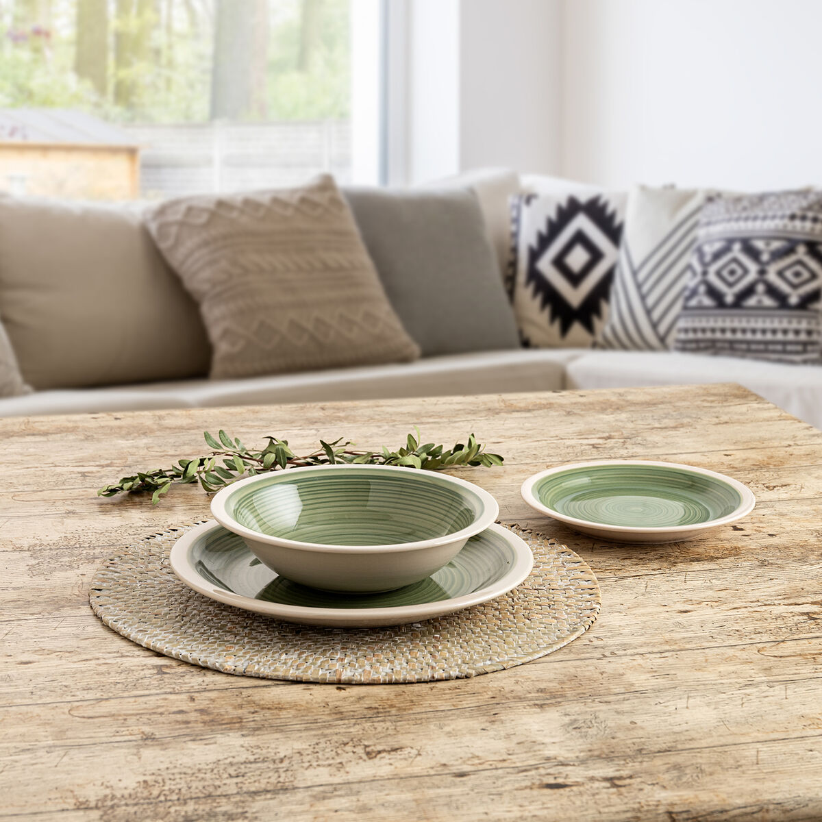 Flat Plate Quid Calypso Green Ceramic  27 cm (12 Units)