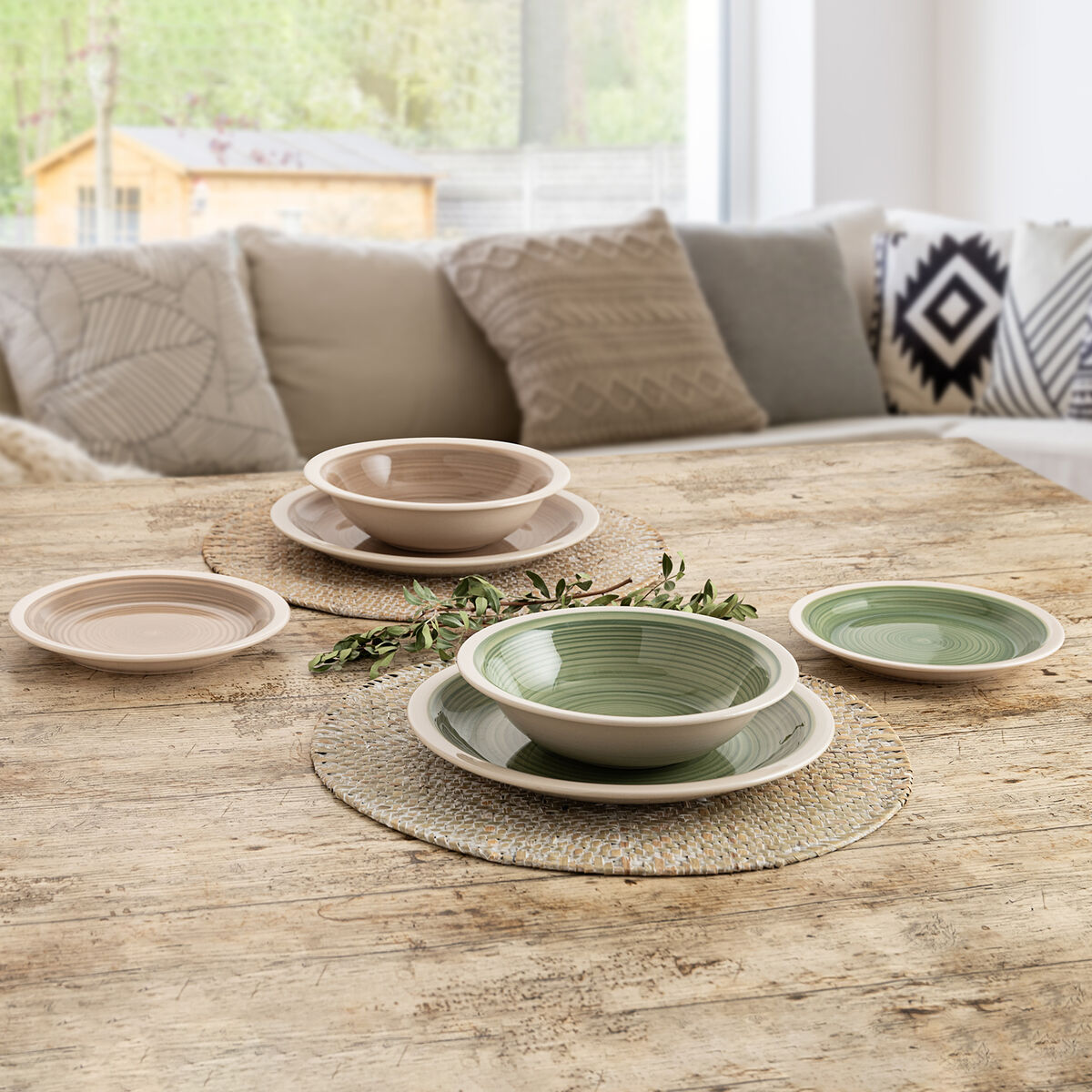 Flat Plate Quid Calypso Green Ceramic  27 cm (12 Units)