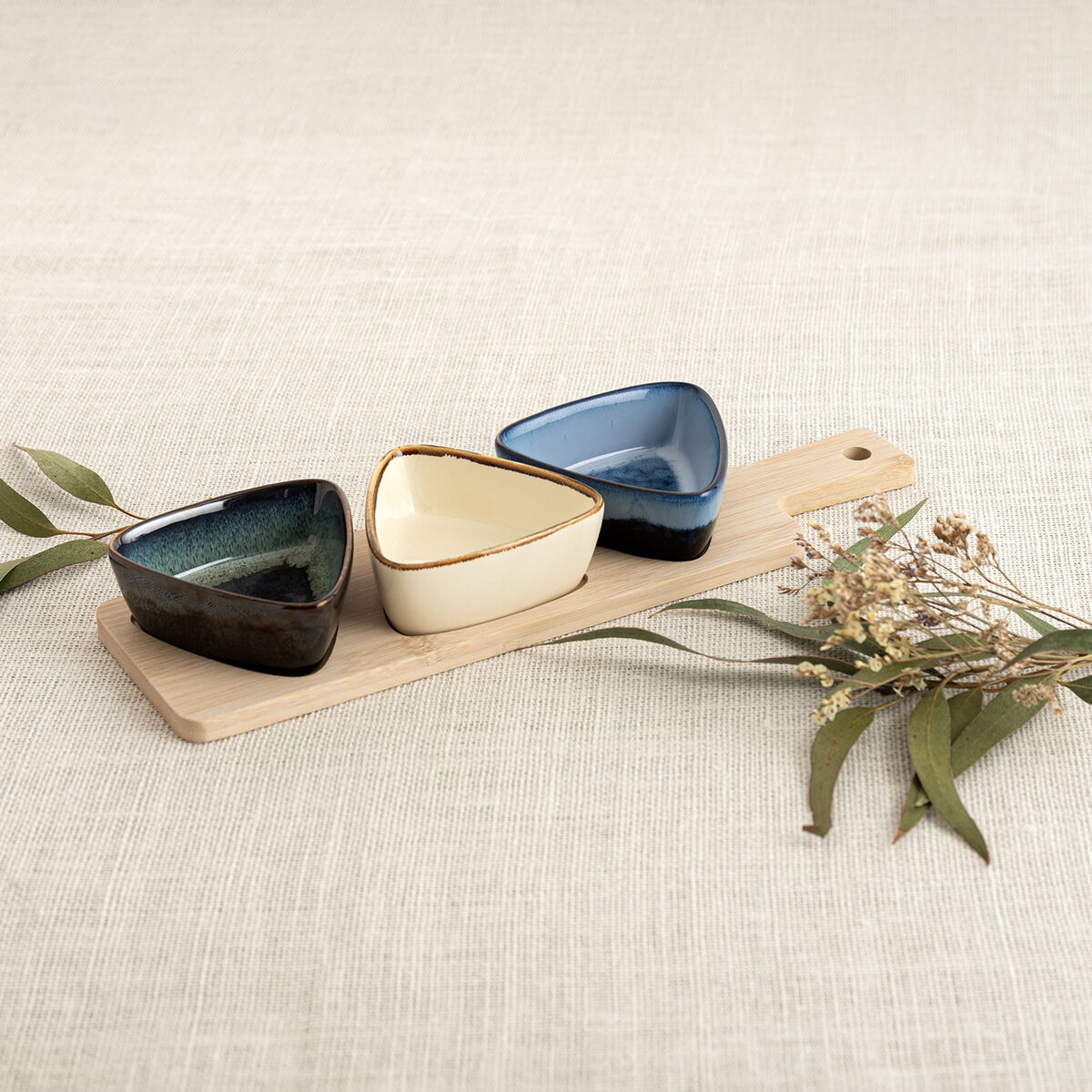 Appetizer Set Bidasoa Moana Multicolour Ceramic 34 x 9,5 x 4,5 cm 4 Pieces (12 Units)