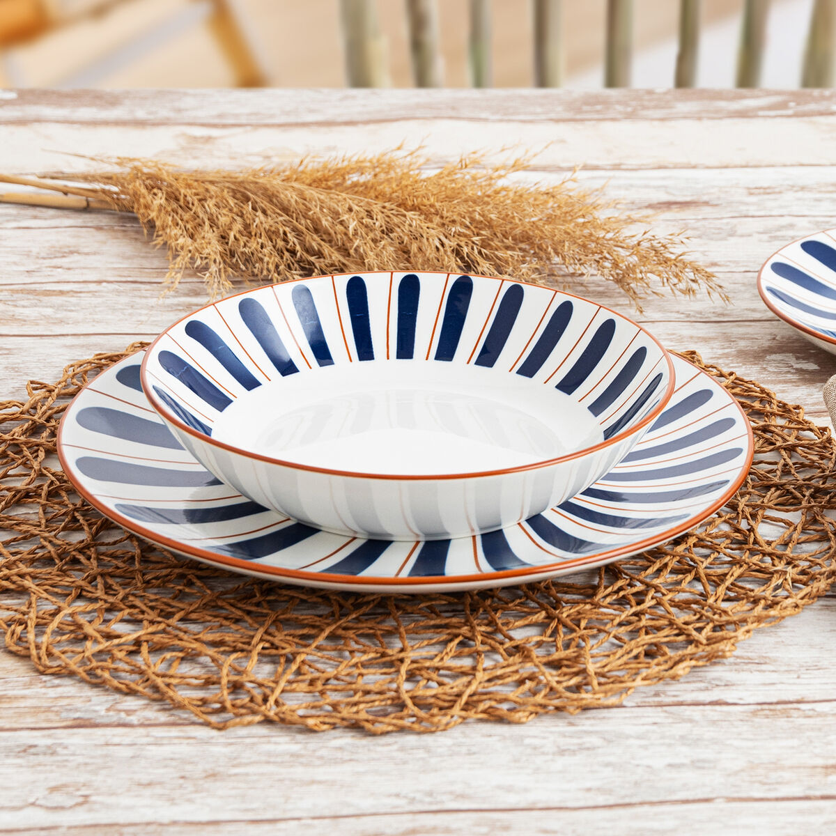 Deep Plate Bidasoa Oceanika Blue Ceramic  20 cm (12 Units)