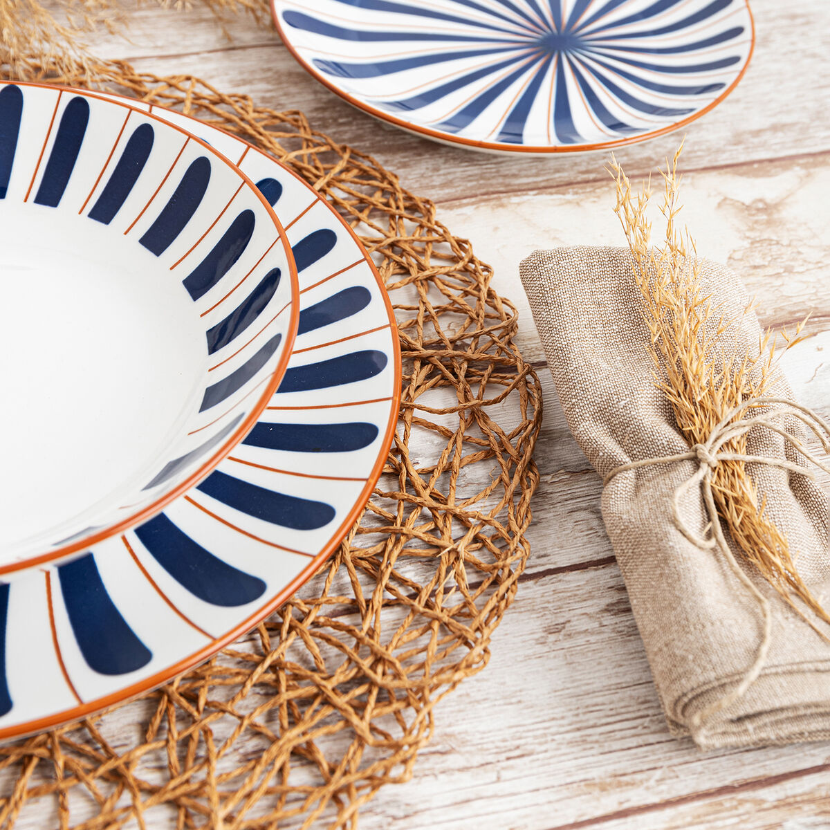 Deep Plate Bidasoa Oceanika Blue Ceramic  20 cm (12 Units)