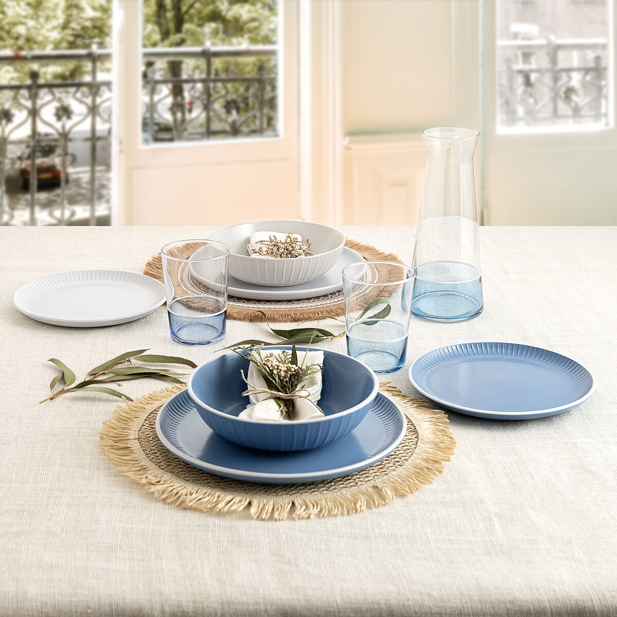 Deep Plate Bidasoa Moana Grey Ceramic  20 cm (12 Units)